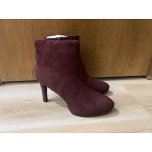 Violet &‎ Red Heels Boots Size 8.5 Zip Up Burgundy Womens Bootie Heel Shelby